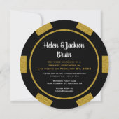 Black Gold Poker Chip Las Vegas Wedding Eloped Kaart (Achterkant)
