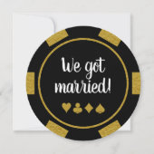 Black Gold Poker Chip Las Vegas Wedding Eloped Kaart (Voorkant)
