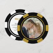 Black Gold Poker Chip Wedding Eloped Party Kaart (Voorkant / Achterkant)