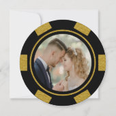 Black Gold Poker Chip Wedding Eloped Party Kaart (Voorkant)