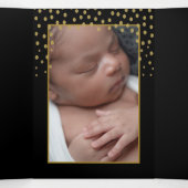 Black & Gold Polka Dot, 3 Foto Collage Baby Birth Drieluik Aankondiging (Binnenkant midden)