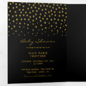 Black & Gold Polka Dot, Baby shower Suite Drieluik Uitnodiging (Binnenzijde eerst)