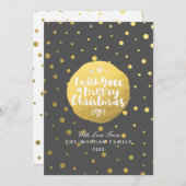 Black Gold Polka Dots Merry Kerstscript Foto Feestdagenkaart (Voorkant / Achterkant)