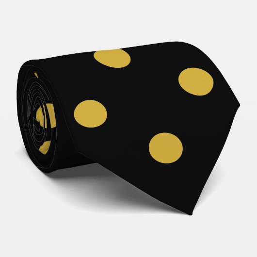 Black Gold Polka Dots Stropdas (Opgerold)