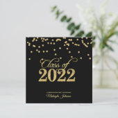 Black & Gold Polkadot Glitter Klasse van 2022 Kaart (Staand voorkant)