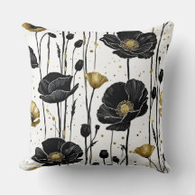 Black & Gold Poppies op wit
