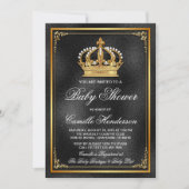 Black Gold Prince Baby shower Kaart (Voorkant)
