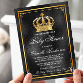 Black Gold Prince Baby shower Kaart