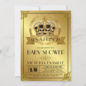 Black & Gold Prince Baby Shower Uitnodigingen (Voorkant)