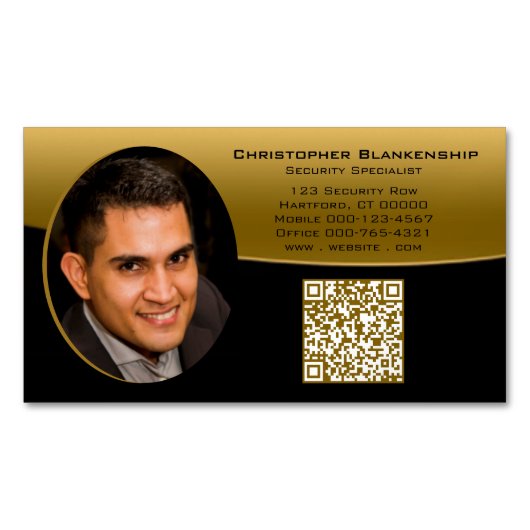 Black Gold Professional, aangepaste QR-code voor f Magnetisch Visitekaartje (Voorkant)