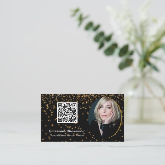 Black Gold Professional, aangepaste QR-code voor f Visitekaartje (Staand voorkant)
