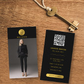 Black & Gold Professional Photo Real Estate Agent Visitekaartje
