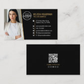 Black Gold Professional QR Code Photo Logo Visitekaartje (Voorkant / Achterkant)