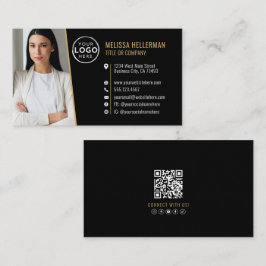 Black Gold Professional QR Code Photo Logo Visitekaartje
