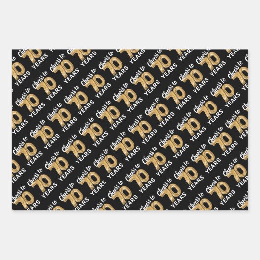 Black Gold Proost op 70 jaar verjaardag Inpakpapier Vel (Voorkant)