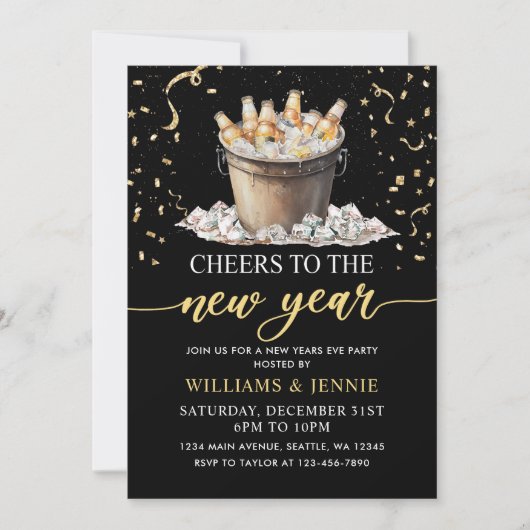 Black Gold proostt op oudejaarsavondfeest  Kaart (Voorkant)