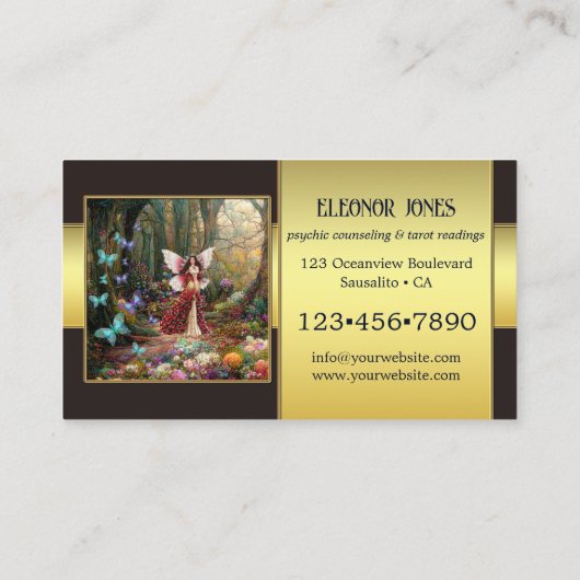 Black Gold Psychic Tarot Reader Foto Business Car Visitekaartje (Achterkant)