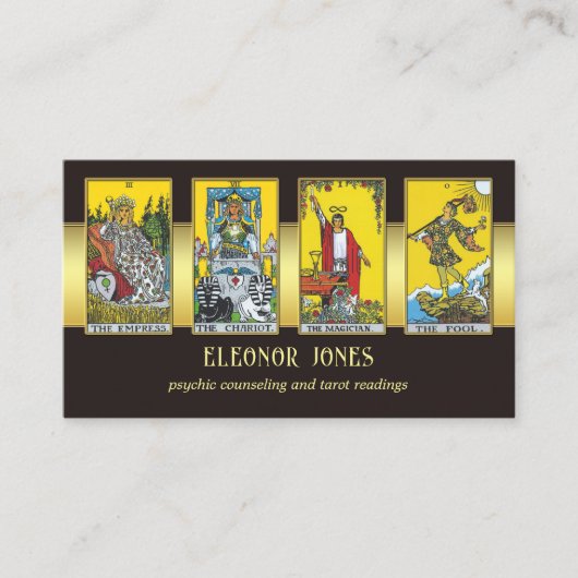 Black Gold Psychic Tarot Reader Foto Business Car Visitekaartje (Voorkant)