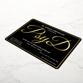 Black Gold PsyD-Afstuderen Folie Uitnodiging (Gedraaid)