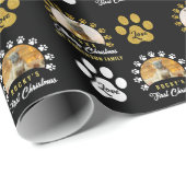 Black Gold Puppy Dog First Kerstmis 2 Foto Cadeaupapier (Rol Hoek)