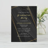 Black Gold QR Code Afstuderen Invitation voorbeeld (Staand voorkant)