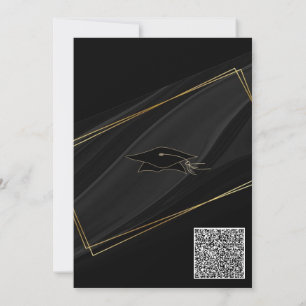 Black Gold QR Code Afstuderen Invitation voorbeeld