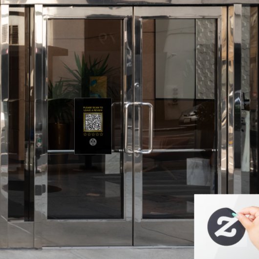 Black Gold QR Code Business Logo Scan naar Review Raamsticker (Kantoordeur)