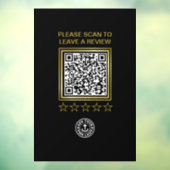 Black Gold QR Code Business Logo Scan naar Review Raamsticker (Vel 3)