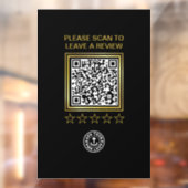 Black Gold QR Code Business Logo Scan naar Review Raamsticker (Vel 2)