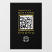 Black Gold QR Code Business Logo Scan naar Review Raamsticker (Vel)