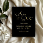 Black Gold QR Code Wedding Sla de datum op Briefkaart