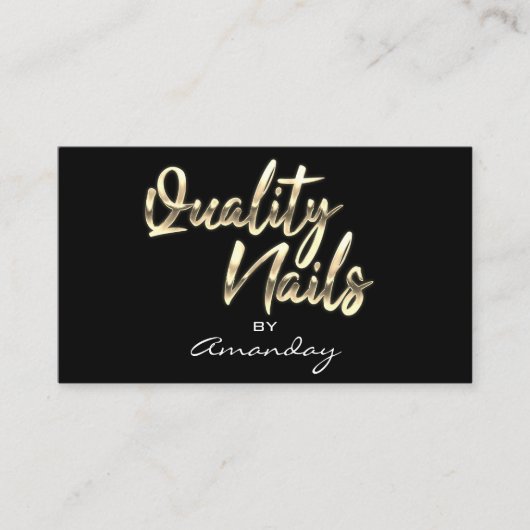 Black Gold Quality Nails Script Lijst QRCode Logo Visitekaartje (Voorkant)