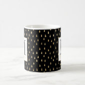 Black Gold Raindrop Modern Trendy Monogram Koffiemok (Center)