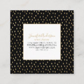Black Gold Raindrop Modern Trendy Monogram Vierkante Visitekaartje (Achterkant)