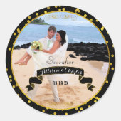 Black Gold Random Dot Pattern Je bruiloft Foto Ronde Sticker (Voorkant)