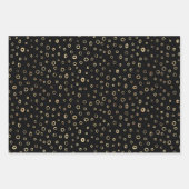 Black Gold Random Pattern Heart Stars Circles Inpakpapier Vel (Voorkant 2)