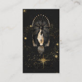 *~* Black Gold Rays Mystic Hand Snake Stars Visitekaartje (Voorkant)