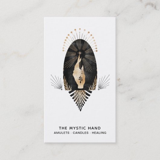 *~* Black Gold Rays Mystic Hand Snake Visitekaartje (Voorkant)