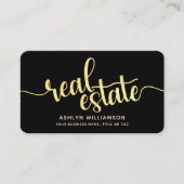 Black Gold Real Estate Agent QR Code Fotomakelaar Visitekaartje (Voorkant)