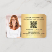 Black Gold Real Estate Agent QR Code Fotomakelaar Visitekaartje (Achterkant)