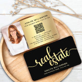 Black Gold Real Estate Agent QR Code Fotomakelaar Visitekaartje