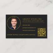 Black Gold Real Estate Agent QR Code Visitekaartje (Achterkant)