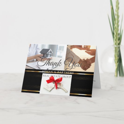 Black & Gold Real Estate Marketing Introductie Bedankkaart (Voorkant)