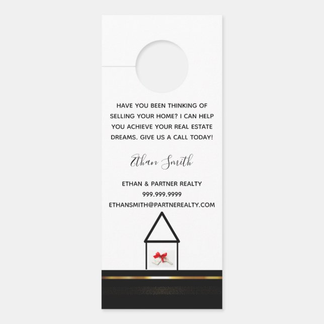 Black & Gold Real Estate Marketing Introductie Deurhanger (Voorkant)