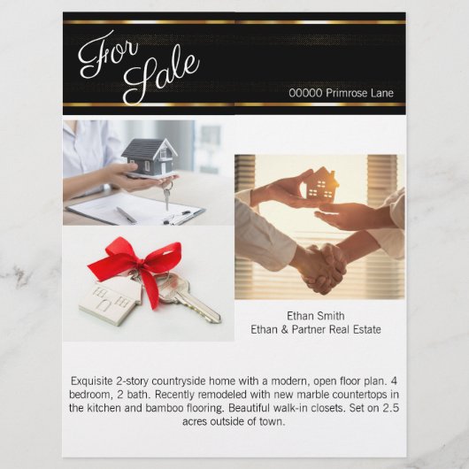 Black & Gold Real Estate Marketing Introductie Flyer (Voorkant)