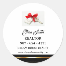 Black & Gold Real Estate Marketing Introductie Ronde Sticker