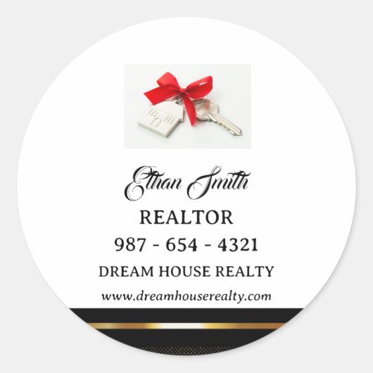 Black & Gold Real Estate Marketing Introductie Ronde Sticker (Voorkant)