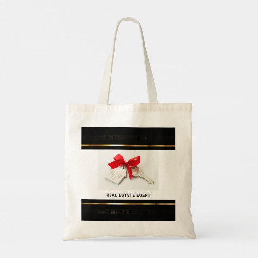 Black & Gold Real Estate Marketing Introductie Tote Bag (Achterkant)