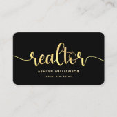 Black Gold Realtor Foto QR Code Broker Agent Bold Visitekaartje (Voorkant)