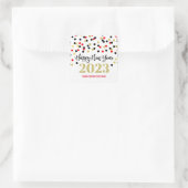 Black Gold Red Confetti Happy Nieuwjaar 2023 Vierkante Sticker (Tas)